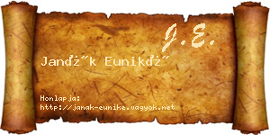 Janák Euniké névjegykártya